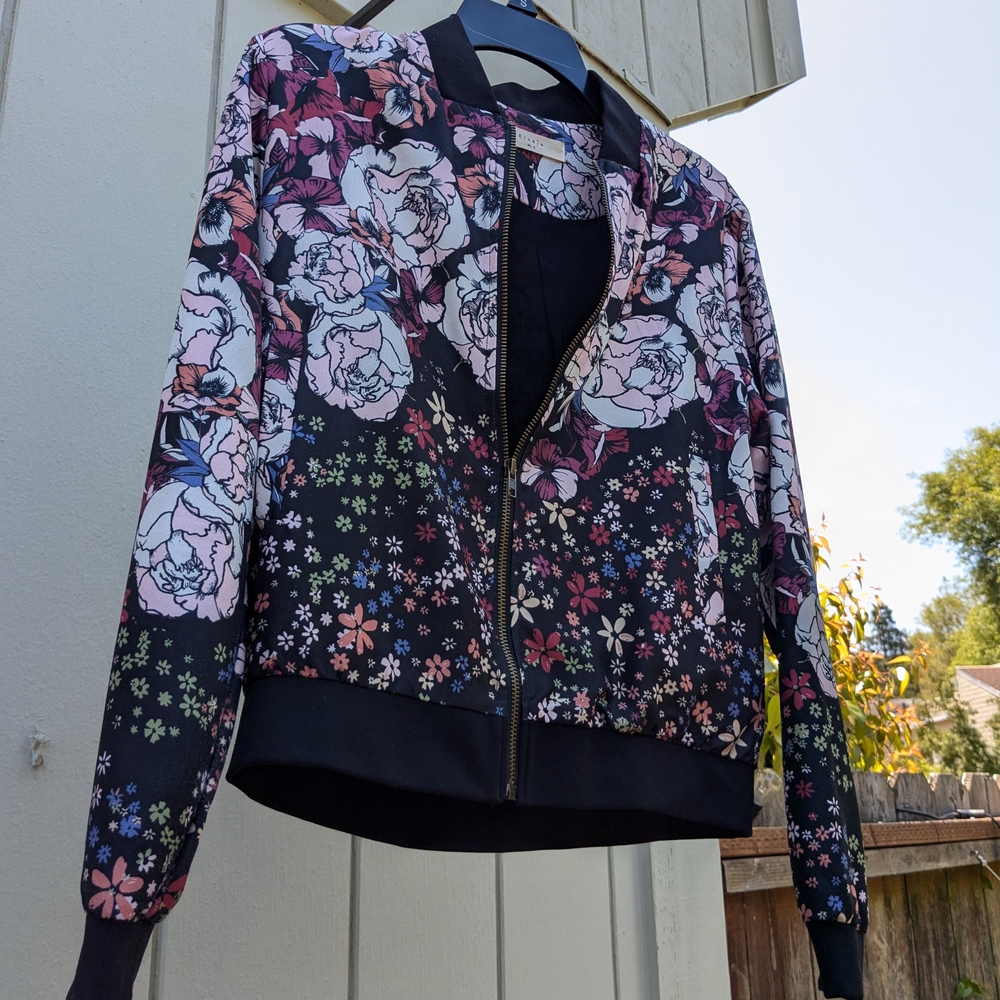 Silky Floral Bomber Jacket